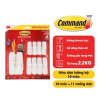 Bộ 10 Móc dán tường Command 3M chịu lực 2.2kg - Gói siêu ưu đãi, độ bền cao, bám cực chắc, tháo cực dễ 17008EXVP