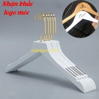 Bộ 10 Móc Gỗ trắng  Vai Đệm Đầu Móc Vàng 44cm