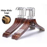 Bộ 10 Móc gỗ treo quần áo, móc gỗ nâu đầu gỗ vuông