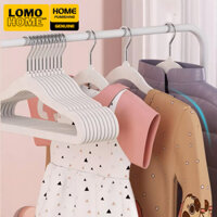 Bộ 10 Móc treo áo trẻ em LOMO bọc nhung thiết kế xoay 360 chống trượt, chống nhăn, không để lại dấu vết