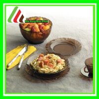 Bộ 10 món tô chén dĩa thủy tinh chịu lực Duralex Beau Rigave cao cấp Pháp màu nâu khói creole