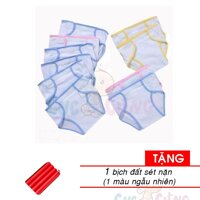 Bộ 10 Tã dán bằng vải trắng viền màu cho bé (có 3 size) Tặng 1 miếng đất sáp màu ngẫu nhiên - ta vai dan cho be