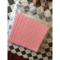 Bộ 10 tấm xốp dán tường 3D giả Gạch - 6mm - Hồng nhạt - 70x77 cm