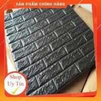 Bộ 10 Tấm Xốp Dán Tường Giả Gạch 3D Màu Đen 70cmx77cm