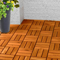 Bộ 10 Vỉ gỗ lót sàn ban công, D30xR30cm, 12 nan, hàng xuất khẩu, dễ lắp đặt, lót sân vườn, sân thượng, hồ bơi Greenhome