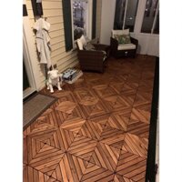 Bộ 10 vỉ gỗ lót sàn ban công/sân vườn xuất Âu, KT28.5x28.5x2cm, gỗ tràm tự nhiên phủ dầu