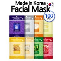 Bộ 100 Mặt Nạ Collagen Hàn Quốc 8 Loại x 10 EA + 20 EA Dưỡng Ẩm Cải Thiện Da Khô 20ml