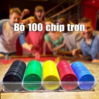 Bộ 100 phỉnh poker không số nhiều màu kèm khay đựng