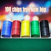 Bộ 100 phỉnh trơn 5 màu dùng chơi game có hộp đựng