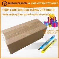 Bộ 100 thùng giấy gói hàng làm bằng bìa carton size 25x10x10 cm - sản xuất bởi SÀI GÒN CARTON