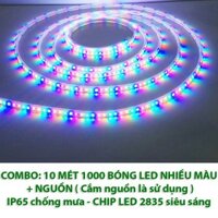 Bộ 10M Dây đèn LED nhiều màu trang trí, chống mưa 1000 bóng LED 2835