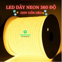 Bộ 10m LED Dây Neon tròn 360 độ 220V trang trí viền hắt sáng, hắt trần, nguồn nối sẵn chỉ cần ghim điện là sáng