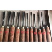 bộ 11 cây đục móng vũm cong đục cong chữ c đục gỗ đục điêu khắc đục chạm mài sắc kèm cán gỗ nghiến chất lượng