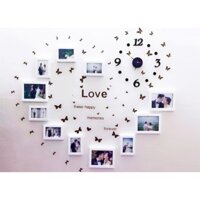 bộ 11 khung ảnh trái tim, đồng hồ, decal