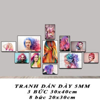 Bộ 11 tranh FOMEX DÀY 5MM SẴN BĂNG DÍNH 2 MẶT , TẤM CỨNG DÁN TƯỜNG TÓC NỮ HOT