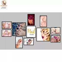 BỘ 11 TRANH NAIL + MI + SPA + PHUN XĂM + TÓC, bộ 11 Fomex dán tường, tặng băng dính