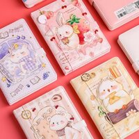Bộ 112 tờ giấy A6 da PU mềm chống thấm nước có khóa nam châm họa tiết hoạt hình đáng yêu