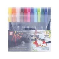 Bộ 12 Bút Cọ Màu Xám Koi Sakura XBR-12