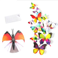 Bộ 12 con bướm cánh đơn 3D trang trí dán tường và tủ lạnh đế nam châm và băng dính cao cấp M1 - Nhiều mầu 1
