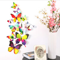Bộ 12 con bướm cánh đơn 3D trang trí dán tường và tủ lạnh đế nam châm và băng dính cao cấp M1 - Nhiều mầu 2