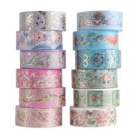 Bộ 12 Cuộn Băng Dính Washi Họa Tiết Hoa Nở Kích Thước 15mm * 2m C6033
