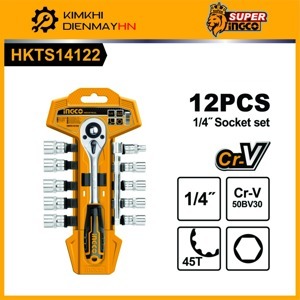 Bộ 12 đầu tuýp kèm tay vặn Ingco HKTS14122