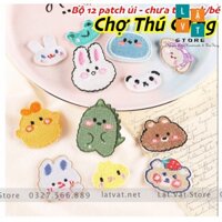 Bộ 12 hình patch ủi quần áo Chợ Thú Cưng cực kì dễ thương, dán Vali, tủ lạnh, Sticker miếng dán ...