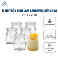 Bộ 12 Hũ Thủy Tinh Sọc Làm Sữa Chua 100ml, Hũ Lọ Yaourt, Lọ Pudding, Hủ Làm Sữa Chua, Caramen- Có Nắp Đậy- Hàng Chính Hãng MINIIN