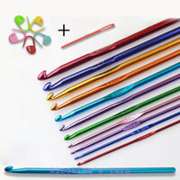 Bộ 12 kim móc len đủ size ( TẶNG ĐÁNH DẤU - KIM KHÂU LEN ) bằng nhôm phủ màu oxit màu sắc | Xiaoxing's Yarn