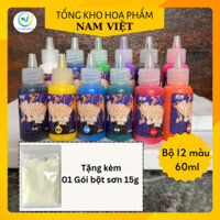 BỘ 12 MÀU THUỶ ẤN ( Tặng kèm kèm bột sơn 15g) VẼ TRANH TRÊN NƯỚC,