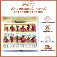 BỘ 12 MŨI SOI GỖ, PHAY GỖ ĐA NĂNG TIỆN LỢI CỐT 6.35mm VÀ 12.7mm