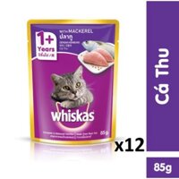 Bộ 12 túi thức ăn cho mèo Whiskas vị cá thu 85g Của QuaQua