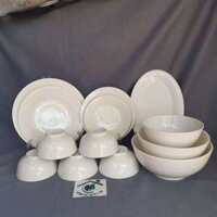 BỘ 13 món TÔ CHÉN DĨA TRẮNG DÀY gốm sứ dùng cho quán ăn, gia đình