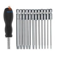 Bộ 13 Mũi Tua Vít Dài Torx 100 Mm, Bộ Mũi Torx Từ T6-T40, 1 / 4 Inch Hex Shank Dụng Cụ Tua Vít Điện