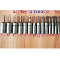 Bộ 14 đầu chụp bulong sâu lòng  - Đầu bắn tôn vặn ốc bulong lục giác 6-19mm + 1 chân chuyển đổi để dùng khoan bê tông.