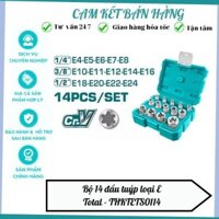 Bộ 14 đầu tuýp loại E, bộ đầu khẩu E4-E24 mở bu long đai ốc sửa chữa TOTAL THKTETS0114