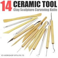 Bộ 14 Dụng Cụ Điêu Khắc Tạo Hình Đất Sét Nặn Tượng, Phù Điêu, Nặn Gốm, Làm Đồ Trang Trí, Handmade, Tạo Dáng Búp Bê
