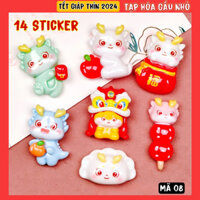 Bộ 14  Sticker, Charm 3D chủ đề Tết 2025 ẤT MÙI DIY gắn Dép CÁ SẤU Dép Sục, Cá Sấu - Mã 08