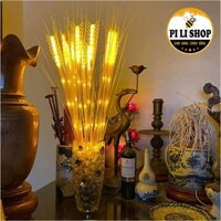 Bó 15 Bông Đèn Trang Trí Bông Lúa Bằng Nhựa Màu Vàng Ấm, Đèn Led Giả Bông Lúa Tạo Không Gian Ấm Cúng