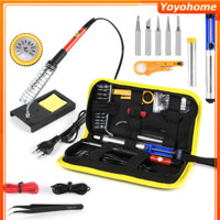 bộ 15 món Mỏ hàn thiếc điều chỉnh nhiệt độ, máy hàn chì mini, mỏ hàn tq936 60w 220v và phụ kiện hàn, thiếc hàn, kệ hàn