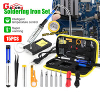 bộ 15 món Mỏ hàn thiếc điều chỉnh nhiệt độ, máy hàn chì mini, mỏ hàn 80w 220v và phụ kiện hàn, thiếc hàn, bộ mũi hàn
