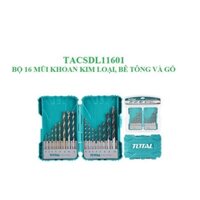 BỘ 16 MŨI KHOAN KIM LOẠI BÊ TÔNG VÀ GỖ TOTAL TACSDL11601