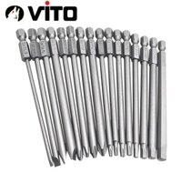 Bộ 16 Mũi Vít Hỗn Hợp (Bake, Hoa Thị, Lục Giác, 2 Cạnh) VITO Dài 100mm Thép S2 Chắc Chắn