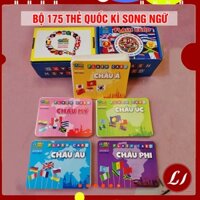 Bộ 175 Thẻ học QUỐC KÌ thế giới cho bé -Flash card cờ các nước