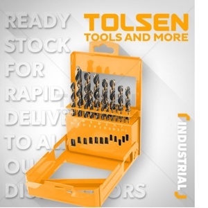 Bộ 19 mũi khoan sắt vàng đen HSS Tolsen 75086