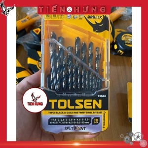 Bộ 19 mũi khoan sắt vàng đen HSS Tolsen 75086