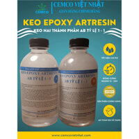 Bộ 1Kg Keo Epoxy ArtResin Cemco Việt Nhật trong suốt, độ cứng cao, Hai thành phần AB Làm Đồ Handmade