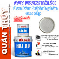 [Bộ 1Lít] Sơn kẽm, sơn sắt mạ kẽm CAO CẤP HẢI ÂU Màu xám khói EP3763 - Sơn mạ kẽm 2 thành phần EPOXY