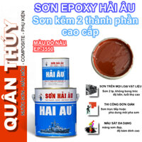 [Bộ 1Lít] Sơn kẽm, sơn sắt mạ kẽm CAO CẤP HẢI ÂU Màu đỏ nâu EP3550 - Sơn mạ kẽm 2 thành phần EPOXY