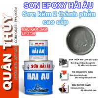[Bộ 1Lít] Sơn kẽm, sơn sắt mạ kẽm CAO CẤP HẢI ÂU Màu xám đậm EP3750 - Sơn mạ kẽm 2 thành phần EPOXY